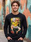 Camiseta Manga Longa Anime OPC Monkey Luffy Copa 2026 Brasil Tamanho:08Cor:Preto