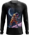 Camiseta Manga Longa Astronauta Dance Vaporwave 3 Camiseta Manga Longa Astronauta Dance Vaporwave 3