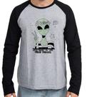 Camiseta Manga Longa blusa Alien say hello to the dumb humans Camiseta Manga Longa blusa Alien say hello to the dumb humans
