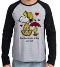 Camiseta Manga Longa blusa Chuva de Amor de Deus Snoopy
