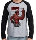 Camiseta Manga Longa blusa HellBoy dedo Camiseta Manga Longa blusa HellBoy dedo