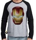 Camiseta Manga Longa blusa Homem de Ferro máscara