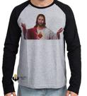 Camiseta Manga Longa blusa Jesus Cristo coração