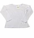 Camiseta Manga Longa Branca Malha Penteada Tam.8