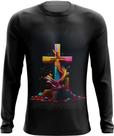 Camiseta Manga Longa da Cruz de Jesus Igreja Fé 25 Camiseta Manga Longa da Cruz de Jesus Igreja Fé 25