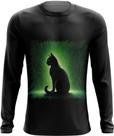 Camiseta Manga Longa de Gato Oráculo Hacker Binário Mat 5