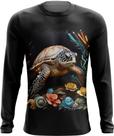 Camiseta Manga Longa de Tartaruga Marinha Desenhada 8 Camiseta Manga Longa de Tartaruga Marinha Desenhada 8