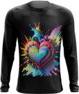 Camiseta Manga Longa do Orgulho LGBT Coração Amor 13 Camiseta Manga Longa do Orgulho LGBT Coração Amor 13