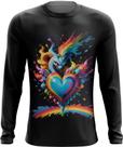 Camiseta Manga Longa do Orgulho LGBT Coração Amor 17 Camiseta Manga Longa do Orgulho LGBT Coração Amor 17