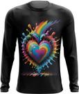 Camiseta Manga Longa do Orgulho LGBT Coração Amor 18 Camiseta Manga Longa do Orgulho LGBT Coração Amor 18