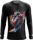 Camiseta Manga Longa do Orgulho LGBT Coração Amor 21 Camiseta Manga Longa do Orgulho LGBT Coração Amor 21