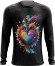 Camiseta Manga Longa do Orgulho LGBT Coração Amor 22 Camiseta Manga Longa do Orgulho LGBT Coração Amor 22