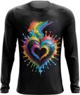 Camiseta Manga Longa do Orgulho LGBT Coração Amor 6 Camiseta Manga Longa do Orgulho LGBT Coração Amor 6
