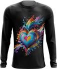 Camiseta Manga Longa do Orgulho LGBT Coração Amor 9 Camiseta Manga Longa do Orgulho LGBT Coração Amor 9