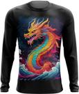 Camiseta Manga Longa Dragão Chinês Lendário Mito 1