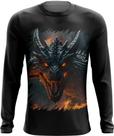 Camiseta Manga Longa Dragão Dragon Chamas Infernal Fogo 2