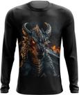 Camiseta Manga Longa Dragão Dragon Chamas Infernal Fogo 3