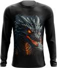 Camiseta Manga Longa Dragão Dragon Chamas Infernal Fogo 5