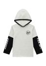 Camiseta Manga Longa Estampada com Capuz Johnny Fox Camiseta Manga Longa Estampada com Capuz Johnny Fox
