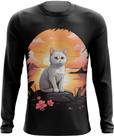 Camiseta Manga Longa Gatinho no Pôrdo Sol Sunset 5