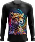 Camiseta Manga Longa Guepardo Ondas Magnéticas Vibrante 8 Camiseta Manga Longa Guepardo Ondas Magnéticas Vibrante 8