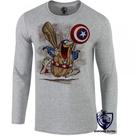 camiseta manga longa Infantil até Plus size capitão caverna escudo america desenho antigo