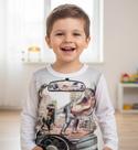 Camiseta Manga Longa Infantil Dinossauro Nº1 AO 3 Camiseta Manga Longa Infantil Dinossauro Nº1 AO 3