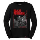 Camiseta Manga Longa Iron Maiden The Trooper Banda Rock