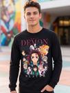 Camiseta Manga Longa Kimestu Demon Slayer Caçadores de Onis Tamanho:PCor:Preto