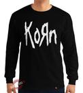 Camiseta Manga Longa Korn Blusa Banda Rock Preta 100%algodão