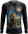Camiseta Manga Longa Leão Noite Estrelada Van Gogh 1