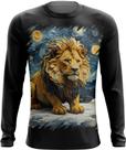 Camiseta Manga Longa Leão Noite Estrelada Van Gogh 4