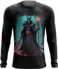 Camiseta Manga Longa Lich Ancião Desenhado Magia 9