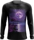 Camiseta Manga Longa Lua Púrpura Luar Roxo Moon Lunar 3
