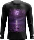 Camiseta Manga Longa Lua Púrpura Luar Roxo Moon Lunar 9