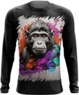 Camiseta Manga Longa Macaco Monkey Ilustrado Vetor 3