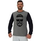 Camiseta Manga Longa Moletinho MXD Conceito Caveira De Óculos Camiseta Manga Longa Moletinho MXD Conceito Caveira De Óculos