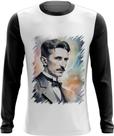 Camiseta Manga Longa Nikola Tesla Físico Inventor Eletrecidade 8
