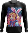 Camiseta Manga Longa Páscoa Coelhinha Traços Vaporwave 7