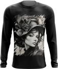 Camiseta Manga Longa Pintura a Carvão Mulher Arte 24