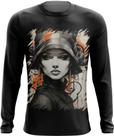Camiseta Manga Longa Pintura a Carvão Mulher Arte Esfumaçada 9