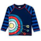 Camiseta manga longa praia azul marinho listras arco e flecha Tip Top UV50+