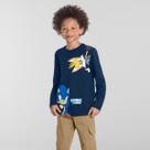 Camiseta Manga Longa Sonic Menino Azul Marinho - Brandili