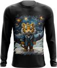 Camiseta Manga Longa Tigre Noite Estrelada Van Gogh 5 Camiseta Manga Longa Tigre Noite Estrelada Van Gogh 5