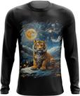 Camiseta Manga Longa Tigre Noite Estrelada Van Gogh 6 Camiseta Manga Longa Tigre Noite Estrelada Van Gogh 6