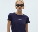 Camiseta Mango Slim Aplicação Logo Azul