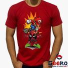 Camiseta Mario e Deadpool 100% Algodão Mario Bros Geeko