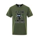Camiseta Masculina 100% Algodão Com Estampa De Gato Engraçado, Camiseta Casual De Manga Curta, Top Camiseta Masculina 100% Algodão Com Estampa De Gato Engraçado, Camiseta Casual De Manga Curta, Top