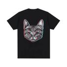 Camiseta Masculina 3D com Estampa de Gato Glitch - Estilo Engraçado e Vintage Camiseta Masculina 3D com Estampa de Gato Glitch - Estilo Engraçado e Vintage