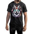 Camiseta Masculina Básica Algodão Gola Careca Estampa Lobo